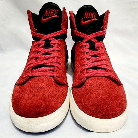 Nike Hally Hoop Retro Sneakers Red Suede , Black 535656-600 Women's Size 9 - Picture 3 of 9